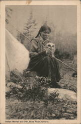 Indian Woman and Owl Postcard