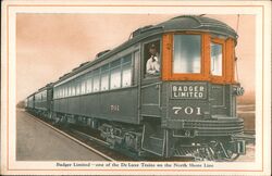 Badger Limited - a De Luxe Train on the North Shore Line Postcard