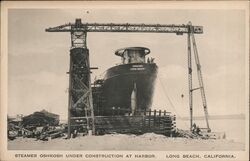 Steamer Oshkosh Under Construction Postcard