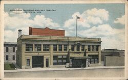 Municipal Building and Rex Theatre Raton Postcard