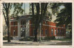 Post Office Greenfield Mass Postcard