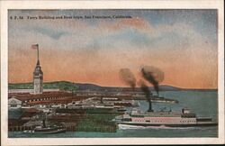 Ferry Building and Boat Slips San Francisco Postcard