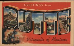 Greetings from Butte Postcard