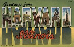 Greetings from Harvard Illinois Postcard Postcard Postcard