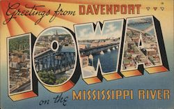 Greetings from Davenport Iowa Postcard Postcard Postcard