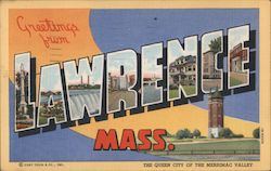 Greetings from Lawrence Massachusetts Postcard Postcard Postcard