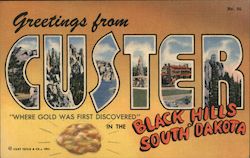 Greetings from Custer Postcard