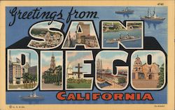 Greetings from San Diego California Postcard Postcard Postcard