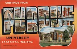 Greetings from Purdue University Indiana Postcard Postcard Postcard