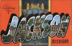 Greetings from Jackson Michigan Postcard Postcard Postcard