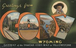 Greetings from Cody Wyoming Postcard Postcard Postcard