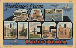 Greetings from San Diego California Postcard Postcard Postcard