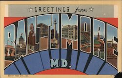 Greetings from Baltimore Maryland Postcard Postcard Postcard