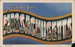 Greetings from Massachusetts Postcard Postcard Postcard