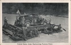 United States Army Engineering Pontoon Ferry Postcard