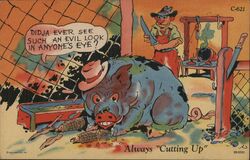 Didja Ever See Such An Evil Look Comic Pig Postcard