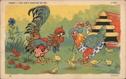 Honey You Ain't Cheatin' on Me Comic Chicken Postcard Postcard