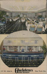Gluckstern's Kosher Restaurant Interior 157 W 49th St Postcard