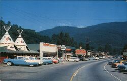 Street Scene Cherokee North Carolina Postcard