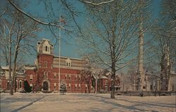 Courthouse Square, Delhi NY Winter Scene Postcard