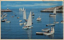 Preparation for Sailboat Races in Rockport Harbor Postcard