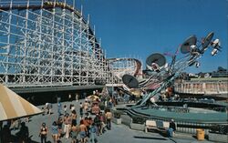 Santa Cruz Beach Boardwalk, Giant Dipper & Astro Wheel Postcard