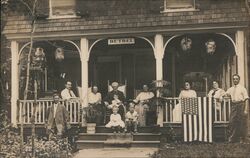 Bethel Porch Family Portrait with Flag Postcard