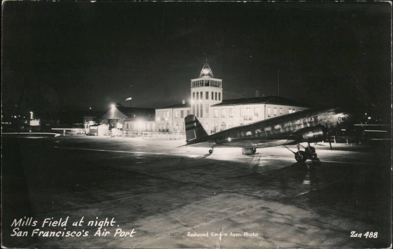 Mill's Field at Night, San Francisco Airport California