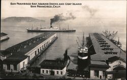 San Francisco Bay, Marine docks and Goat Island Postcard