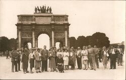 Group of People at Paris Arc de Triomphe Postcard