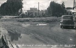 Corner of Mill and E street March 3, 1938 Postcard