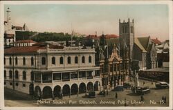 Market Square Showing Public Library Postcard