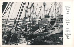 Fishing Boats and Nets Los Angeles Harbor Postcard