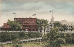 Hotels on Lake Front, St. Joseph Postcard