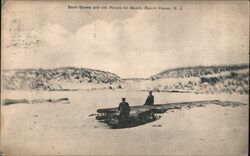 Sand Dunes and Old Wreck on Beach, Beach Haven Postcard