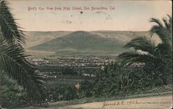 Bird's Eye View from High School, San Bernardino Postcard