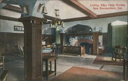 Lobby, Elks Club House, San Bernardino Postcard