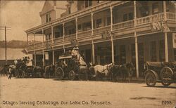 Stages Leaving Calistoga for Lake County Resorts Postcard