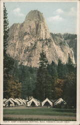 Camp Ahwahnee, Sentinel Rock, Yosemite Valley Postcard