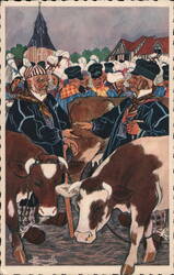 A La Foire - At the Fair - Normandy - Cattle Postcard