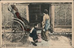O Kotosan Takes a Rickshaw Postcard