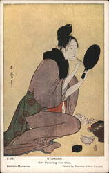 UTAMARO Girl Painting Her Lips British Museum Postcard