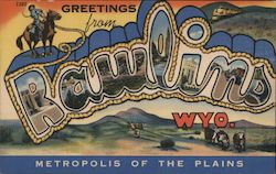 Greetings from Rawlins Wyoming Postcard Postcard Postcard