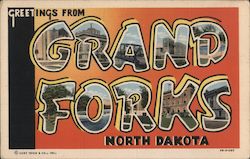 Greetings from Grand Forks North Dakota Postcard Postcard Postcard