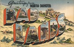 Greetings from Bad Lands Badlands, ND Postcard Postcard Postcard
