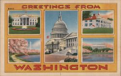 Greetings from Washington DC District of Columbia Postcard Postcard Postcard