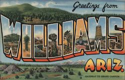 Greetings from Williams Arizona Postcard Postcard Postcard