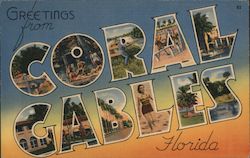 Greetings from Coral Gables Florida Postcard Postcard Postcard