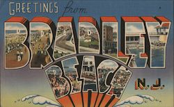 Greetings from Bradley Beach New Jersey Postcard Postcard Postcard