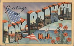 Greetings from Long Branch New Jersey Postcard Postcard Postcard